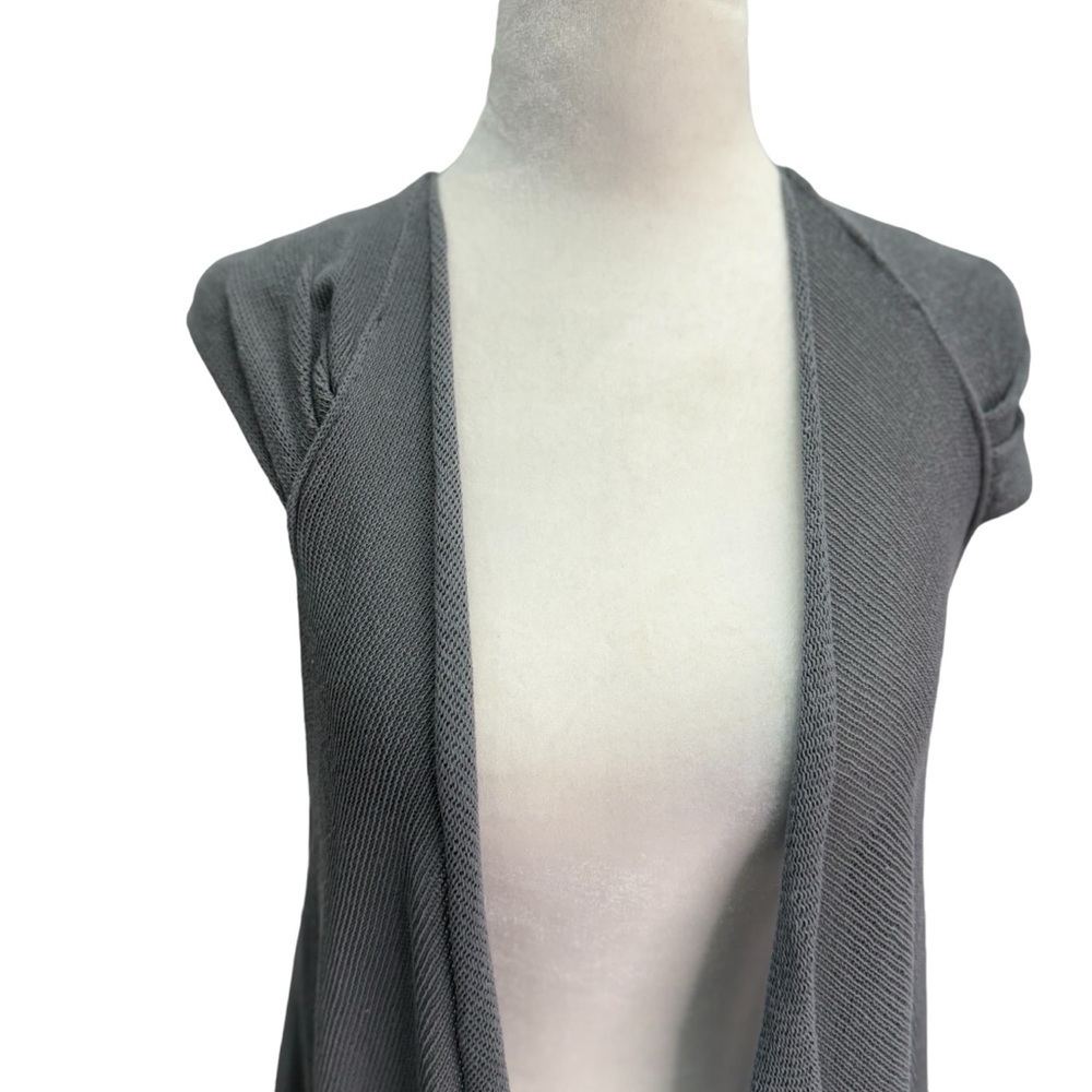 Zuza-Bart Grey Open Weave Waterfall 100% Cotton Cardigan Vest Size S - Picture 2 of 7